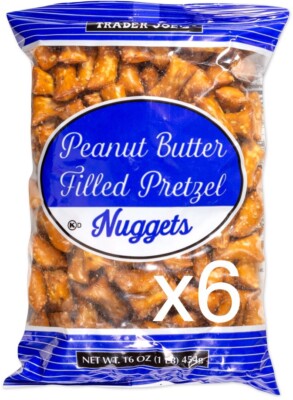 6 PACK Trader Joe's Peanut Butter Filled Pretzels Snack 16 OZ Each