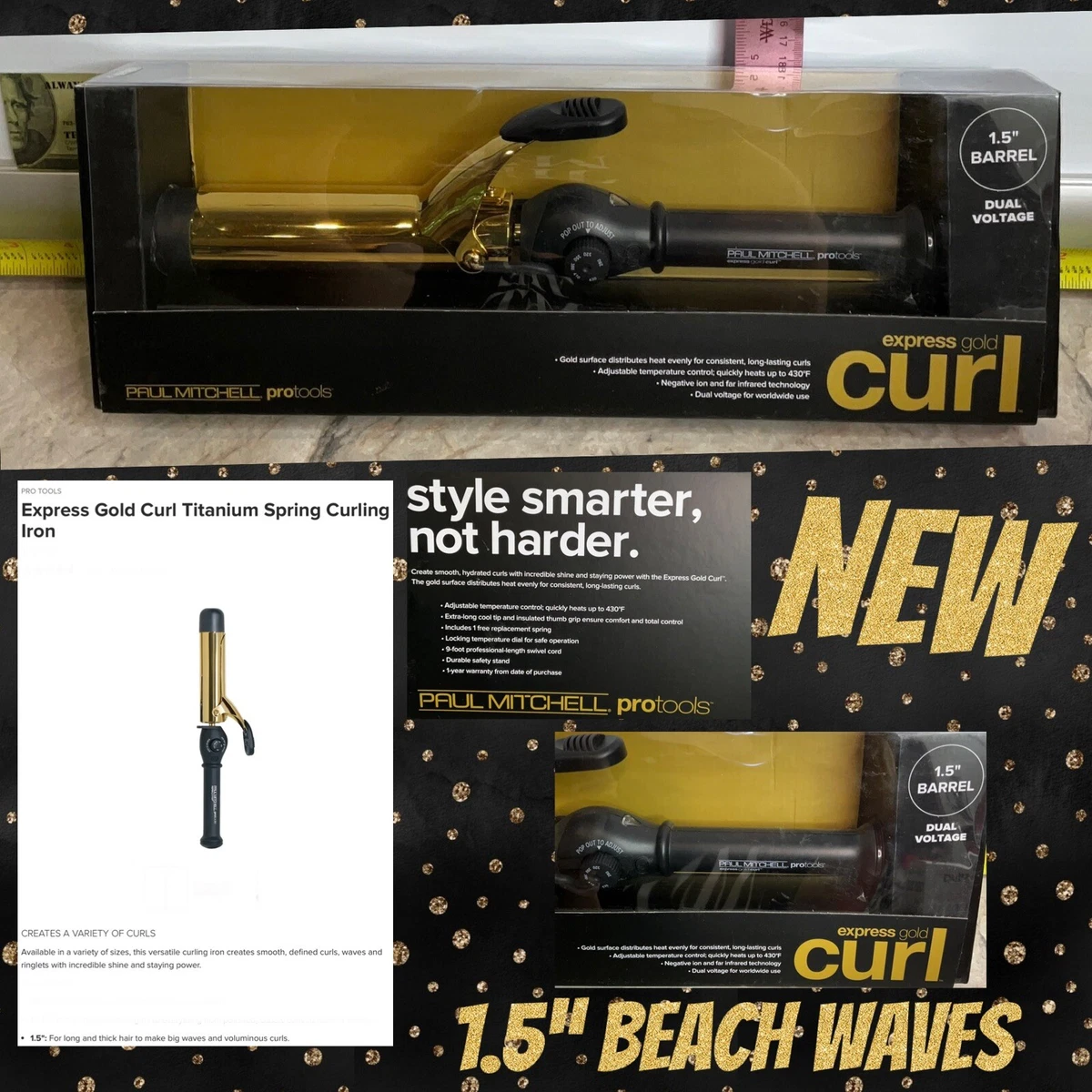 Paul Mitchell Protools Express Gold Curl 1.5 Barrel Curling Iron