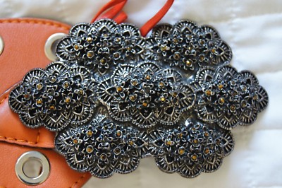 VITANUOVA Firenze Italy Orange Leather Pewter Buckle  display picture 1