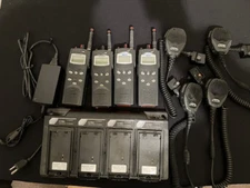 4 Harris Radio Model P7150  450-470MHz With Ants, Mic, 4 Bay Charger