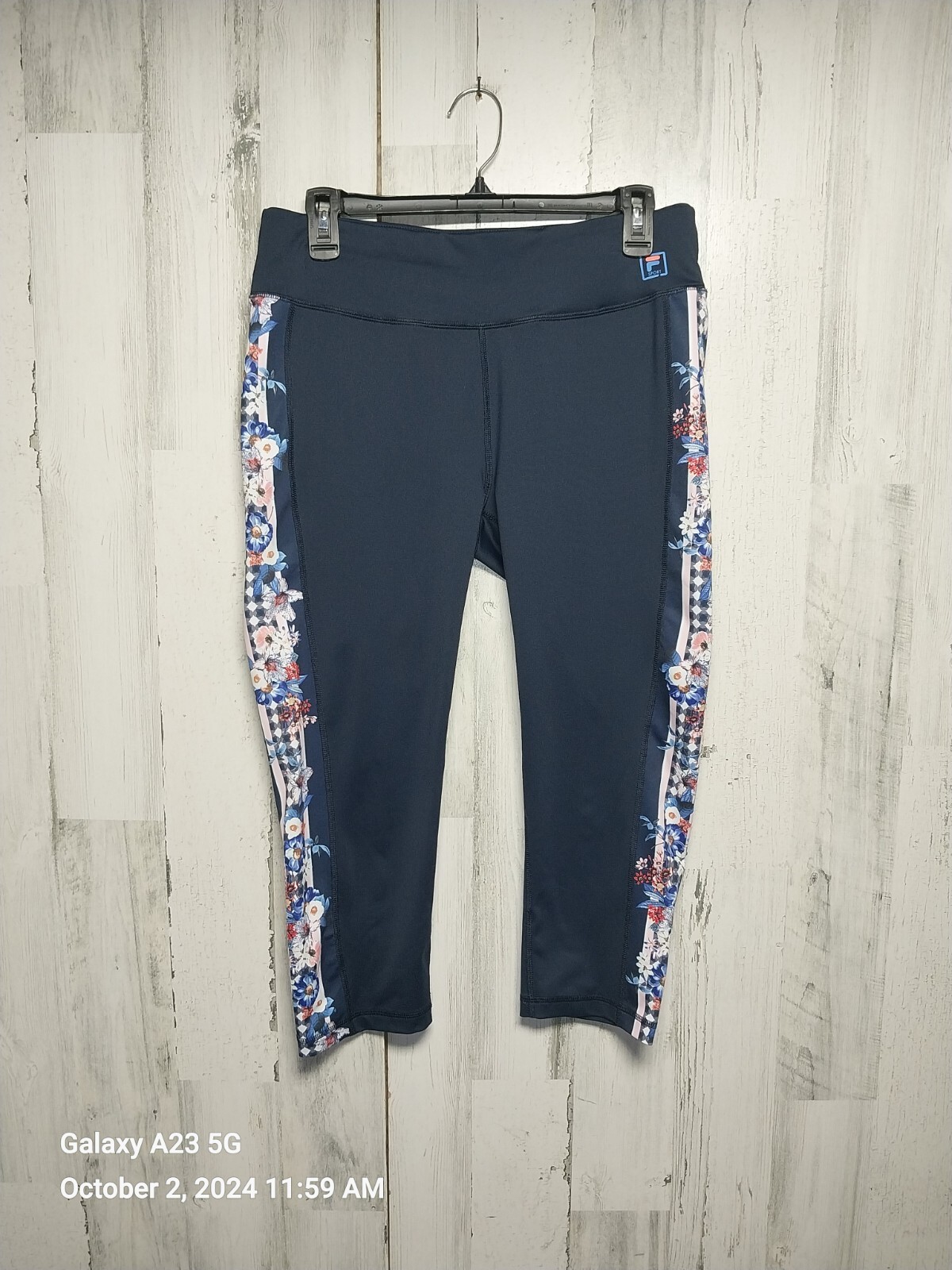 Leggings Fila blu a righe laterali floreali taglia media