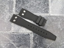 22mm IWC Black Genuine Rubber Strap C Diver Watch Band with Rivet for BIG PILOT