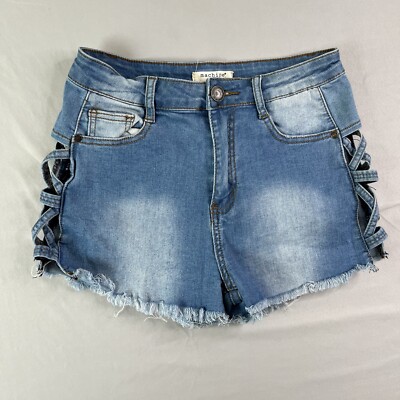 Machine Nouvelle Jean Shorts Womens 28 (~26) Blue Side Lace