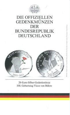 MDM Flyer des Jahres 2023 für 20 Euromünze 100. Geburtstag Vicco von Bülow