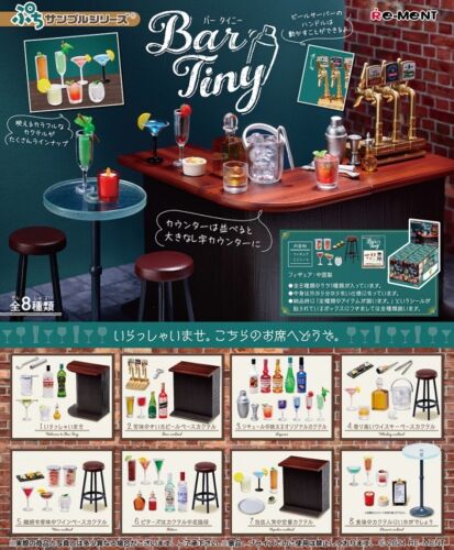 Re-ment Bar minuscule bar miniature comptoir et boissons alcoolisées rappel ensemble complet 8 pièces - Photo 1/9