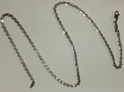14kt Weißgold Kabel Glieder Anhänger Kette/Halskette 20'' 1,1 mm 1,8 Gramm