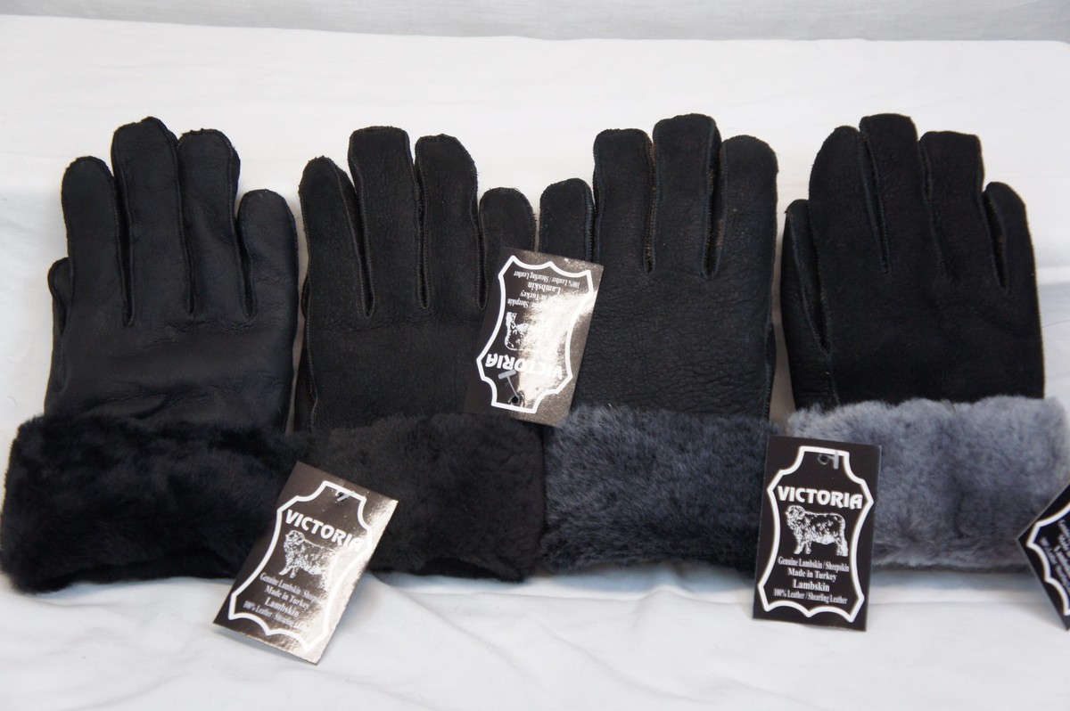 4 Colori Vero Pelle Di Pecora Montone Guanti Unisex Pelliccia - Foto 5