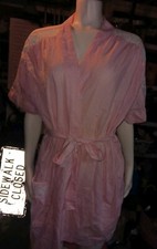 Vintage Pink White Striped Housecoat Robe Cover Up Small