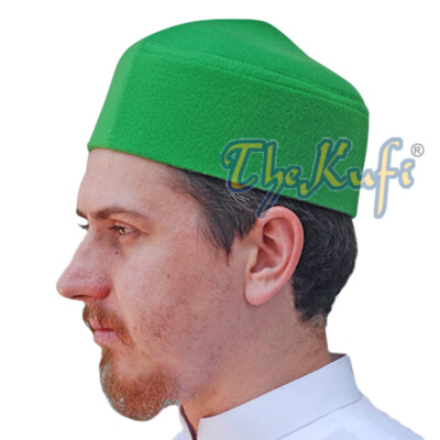 Solid Green Moroccan Fez-style Kufi Hat Soft Islamic Prayer Cap