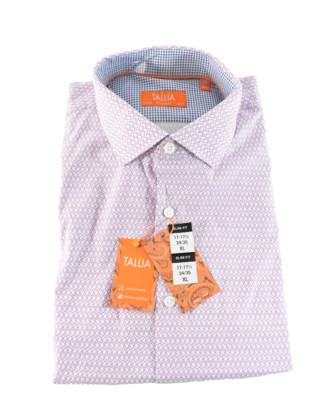 Tallia Mens Dress Shirt New M L XL XXL Purple Design Slim Fit Long Sleeves