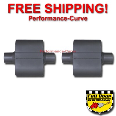 PAIR of Single Chamber Performance Race Mufflers FULL BOAR C/C - 2.5''  FB426