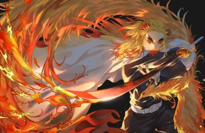 Kimetsu no Yaiba rengoku kyoujurou haori holding Custom Gaming Mat Desk 7042