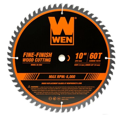 WEN BL1060 10-Inch 60-Tooth Fine-Finish Professional Woodworking Saw Blade