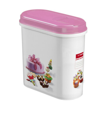 6x Sunware Gallery Line Fun baking Dose-mit Ausgabeöffnung- 2,2 Liter- weiß/rosa