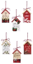 Christmas House Wood Ornament - Choice of 6 NEW Farmhouse Jingle Snow Joy Large