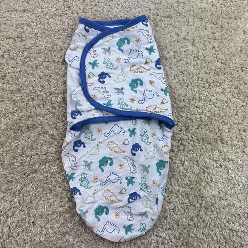 Swaddle Me Baby Boy Size Small Medium Dinosaur Print White Blue Green 