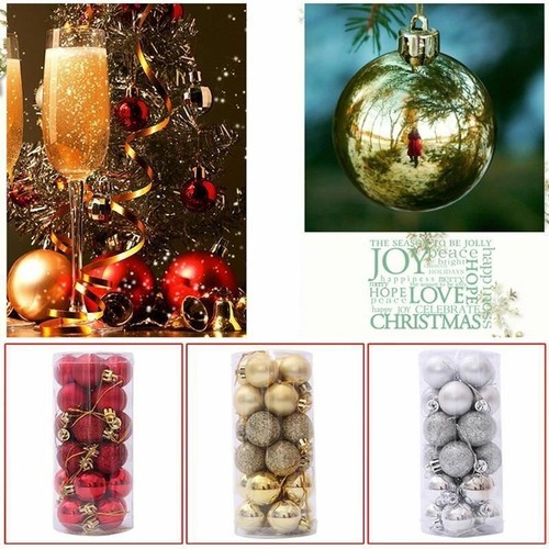 Christmas 24ea Tree Balls Bling Sparkle ORNAMENT WREATH 4cm Decoration Lot Bulk - Picture 3 of 9