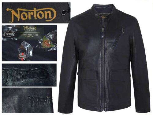 NORTON Men's Leather Jacket  M  NR03 T3G - Imagen 1 de 9
