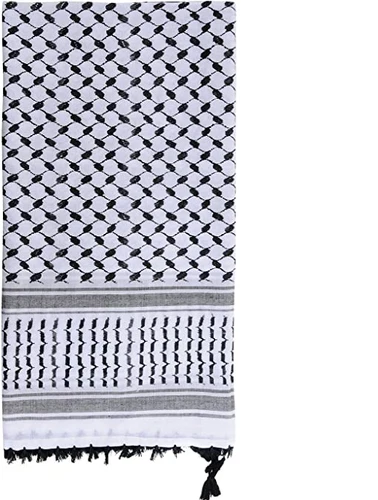 Keffiyeh Scarf Palestinian Shemagh Original Arab Kufiya White New Black