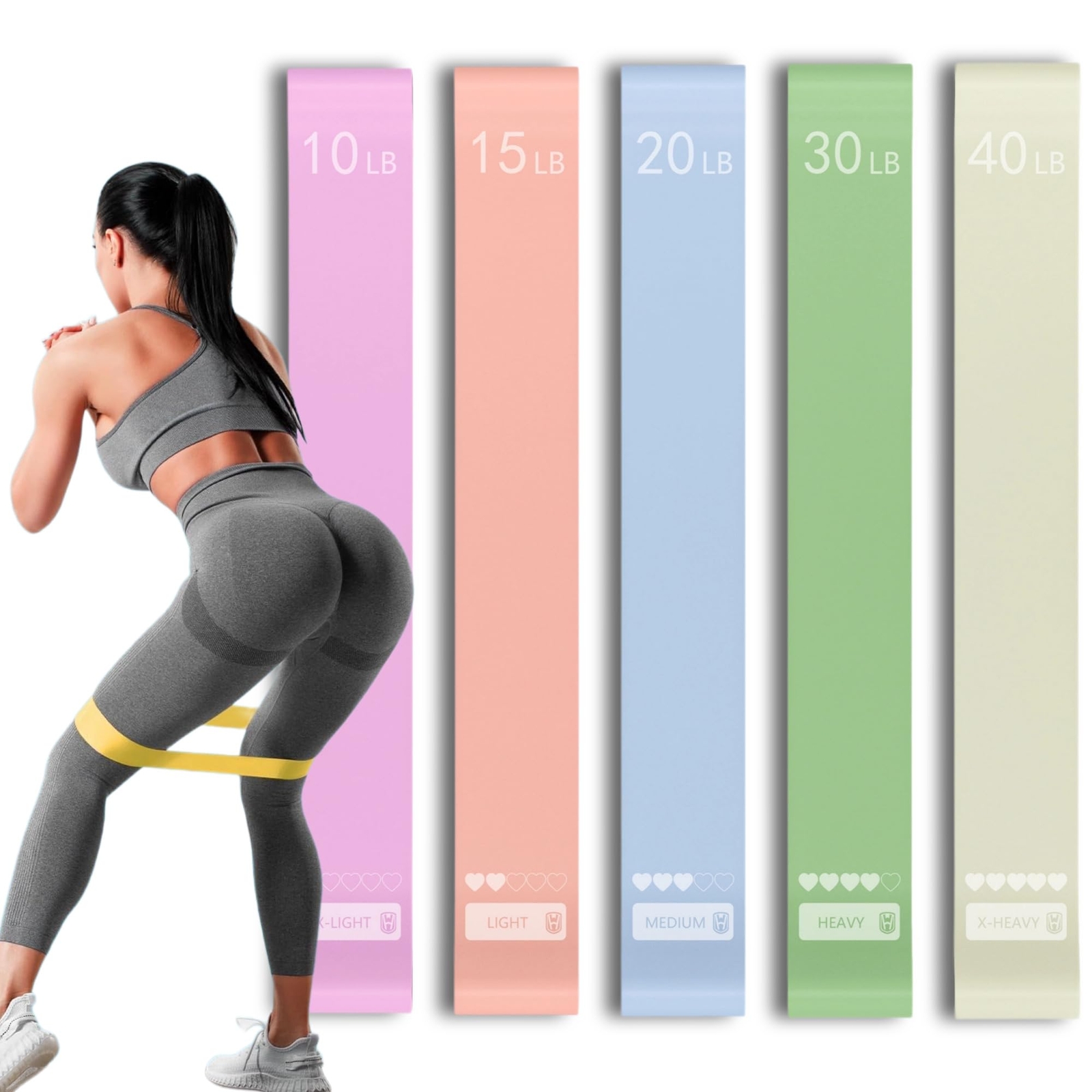5-Piece Resistance Bands Set for Home Workouts, Yoga, and Pilates