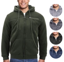 Men's Sherpa Lined Quilted Moto Sherpa Fleece Lined Hooded Zip Up Jacket