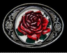 New Red Rose Love Vintage Design Enamel Metal Belt Buckle