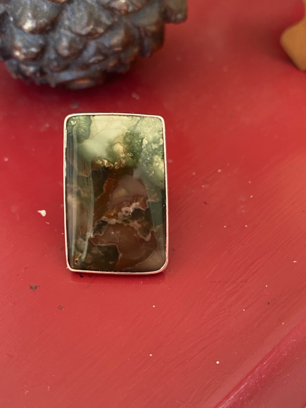 Large Designer Agate Sterling Silver Ring Size Ad… - image 6