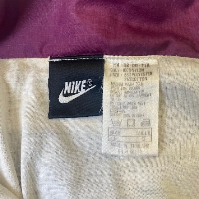 Chaqueta cortavientos vintage Nike para hombre L bloques de color púrpura azul rojo años 90 Swoosh Foto 4 de 4
