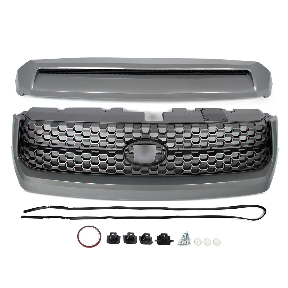 For 2014-2021 Toyota Tundra IH5 Cement Gray Front Grille&Hood Bulge Molding Set