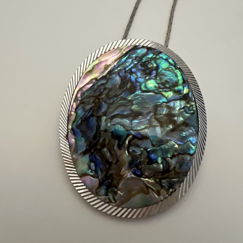AWESOME ABALONE NECKLACE SILVER SHELL PENDANT ABALONE SHELL NECKLACE
