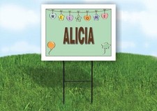 ALICIA WELCOME BABY GREEN 18 in x 24 in Yard Sign Road Sign with Stand
