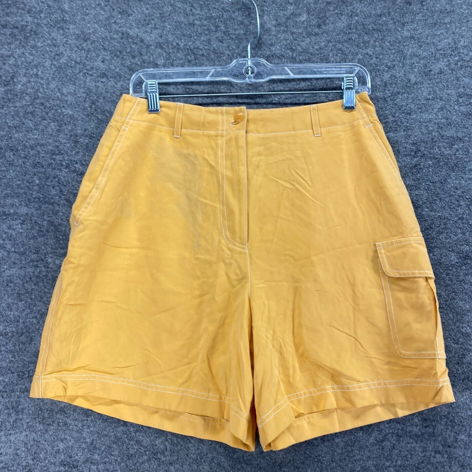 Nuevos Pantalones Cortos Ann Taylor Carga Mujer 10 Naranja Seda Tiro Alto Bolsillos Frontales Planos Foto 4 de 4