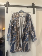 Chicos Open Front Paisley Kimono Jacket Blue/...
