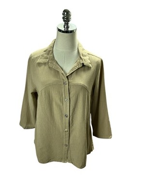 CMC Top Women's Size Medium Brown Color Me Cotton 100% Cotton Button Down