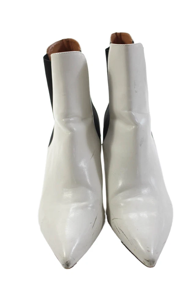Zara 女式纹理尖头高跟一脚蹬短靴白色 41 码 — 第 2/4 张图片