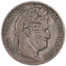 [#57339] Coin, France, Louis-Philippe, 5 Francs, 1839, Bordeaux, VF, Sil, ver