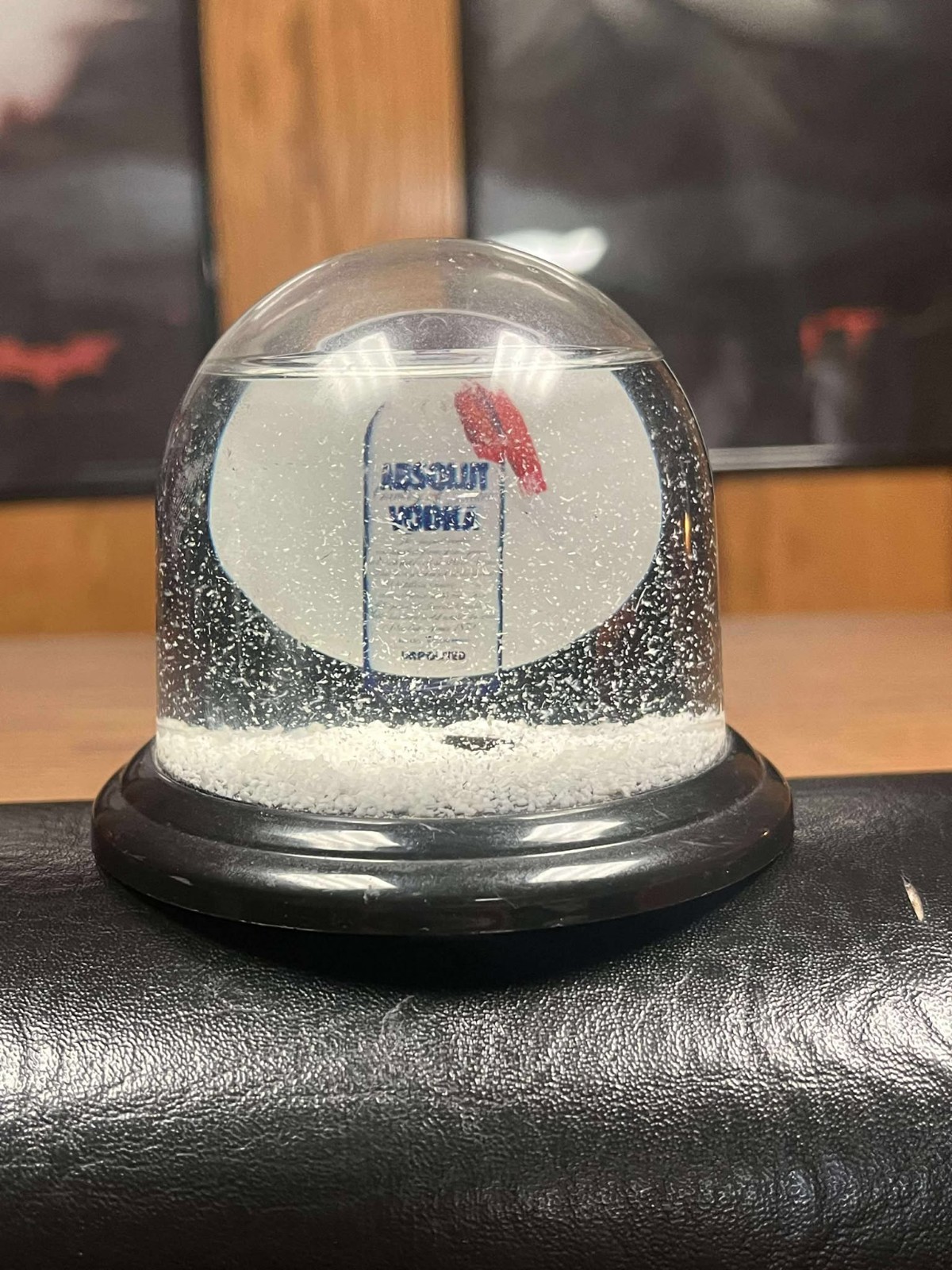 RARE 90'S ABSOLUT VODKA WINTER CHRISTMAS BOTTLE SNOW GLOBE DISPLAY FROM GERMANY