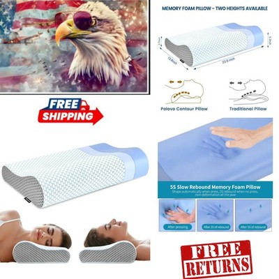 Dual Height Cervical Memory Foam Pillow for Comfortable Sleep - Machine Washable