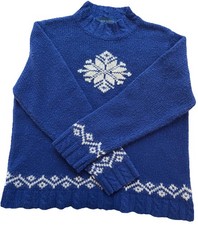 Karen Scott VTG 90's Royal Blue Snowflake Pullover Sweater, WLS XL, EUC