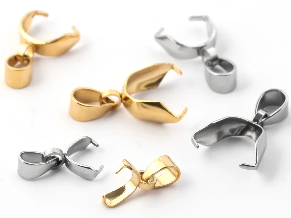 Stainless Steel Pinch Bail Pendant Buckle Clasp Finding Jewellery Making Craft - Image 2 of 4