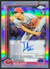 2025 Topps Chrome Update Julian Aguiar Rookie Debut Auto Refractor /499 Reds MS2
