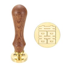 Vintage Wax Seal Stamp, 25mm Brass Head and Wooden Handle Stamps, Xizi09
