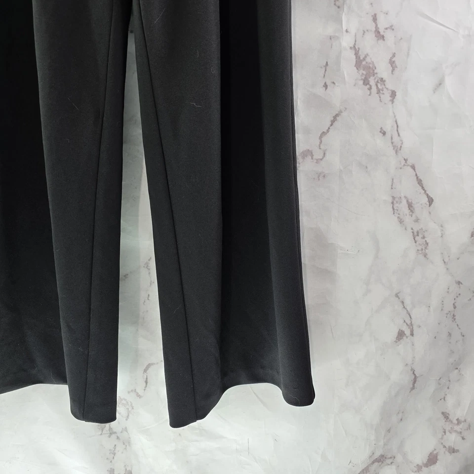 Adriana Papell Jumpsuit Women 10 P Medium Black Lace Flounce Boot Shoulder - Image 4 of 4