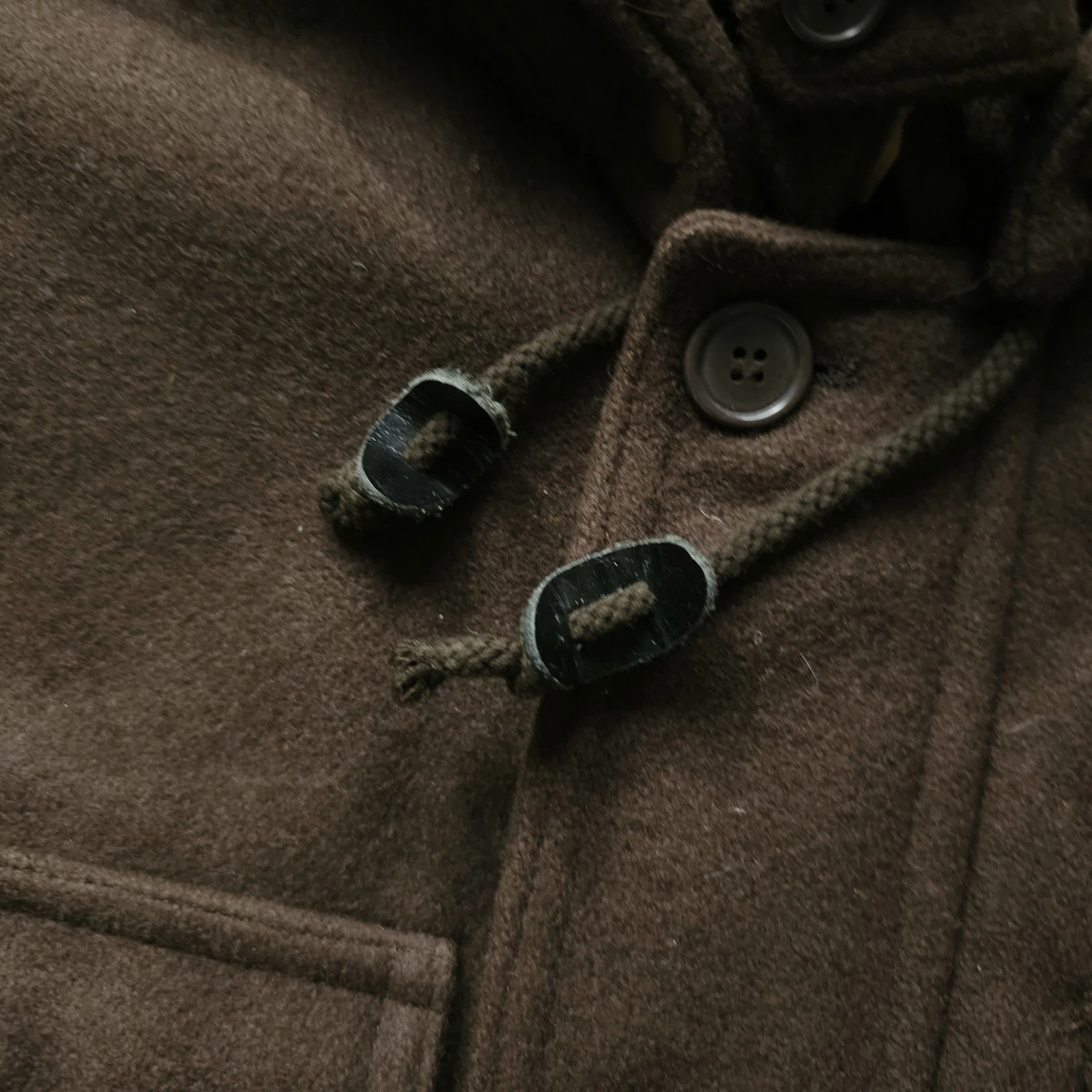 VTG DWW Made in Japan Thick Sturdy Melton Wool Hooded Utility Jacket Brown 38 S image 13