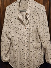 Plus Size 2XL Shirt Casual Loose Long Sleeve Button Floral Print Blouse