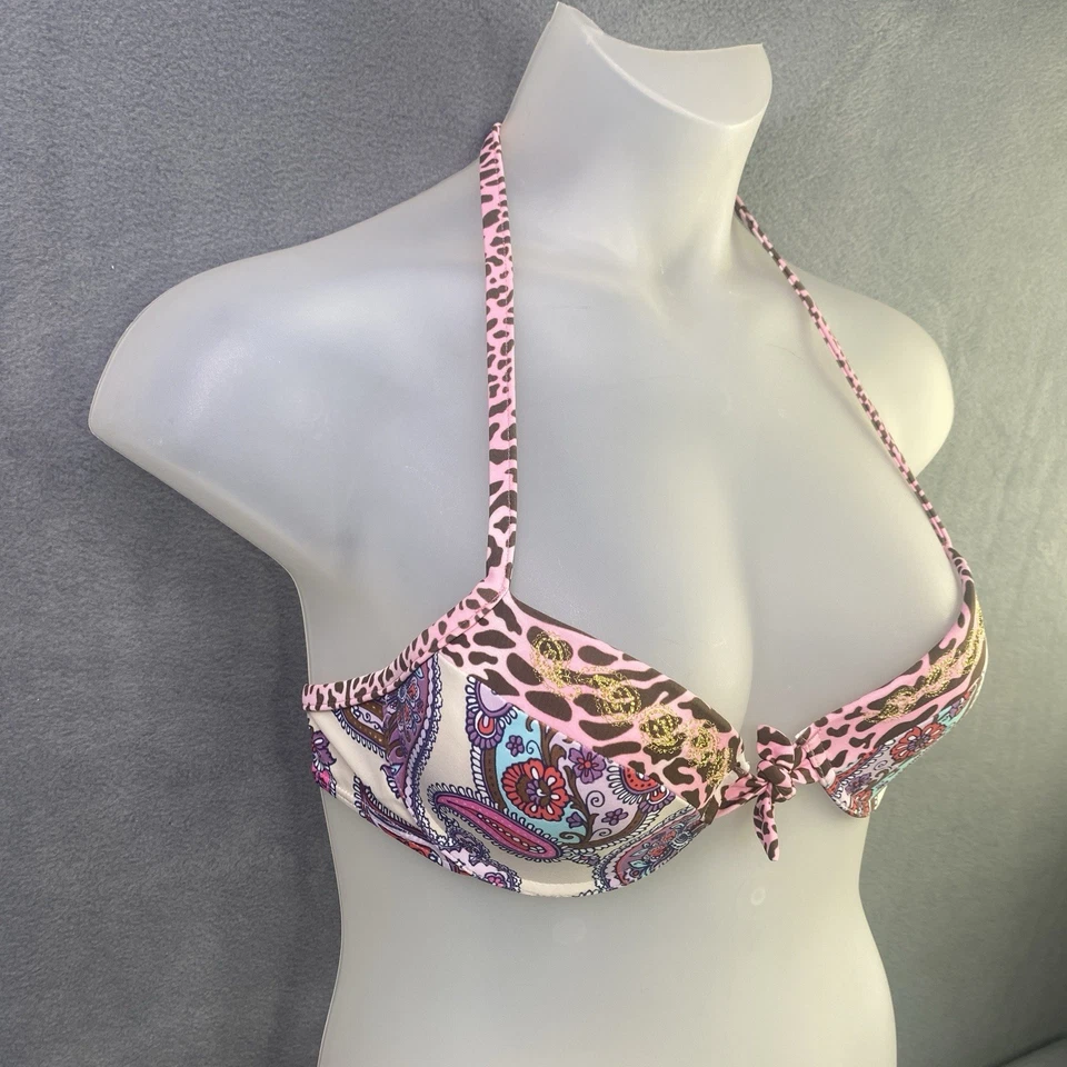 Bikini Cia Maritima L Estampado Animal Paisley Rosa Multi Brasileño Corbata Lateral Dorado Foto 4 de 4