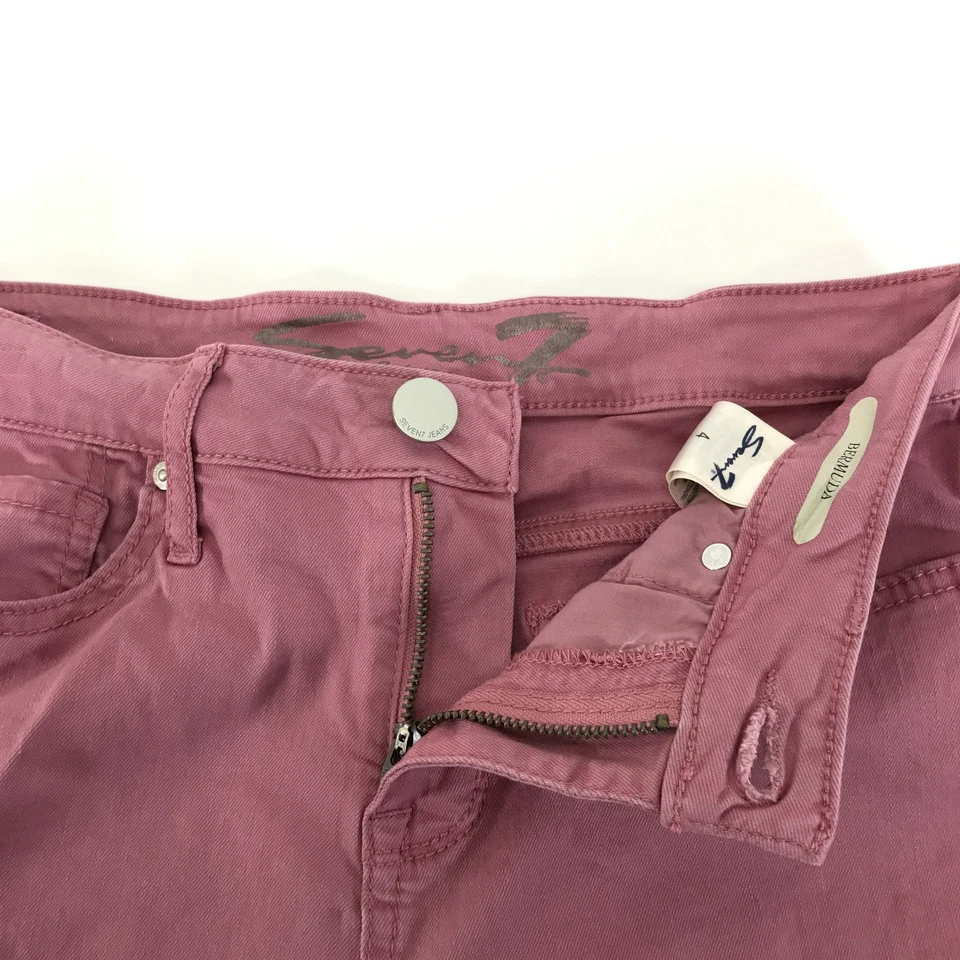 Bermudas Seven7 Denim Para Mujer Talla 4 Foxglove Rosa Elastizadas Informales Verano Foto 3 de 4