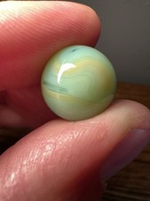 Vintage Akro Agate 5/8" Aqua Green Slag Marble - Pale Blue-Green Yellow Swirl
