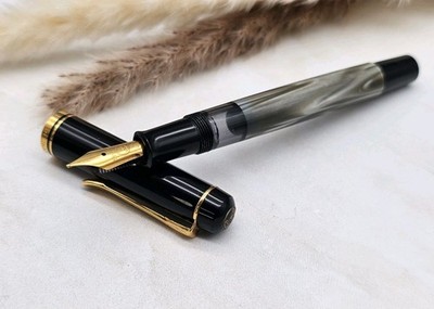 PELIKAN M200 Kolbenfüller Füllfederhalter Füller Grau meliert MEDIUM Feder TOP