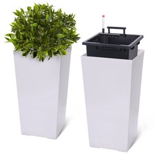 22.51in Tall Planter Set of 2 Outdoor Indoor Planter Pot with Automatic Watering